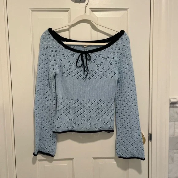 Kimchi Blue Sara Off-The-Shoulder Pointelle Sweater - Picture 1 of 5